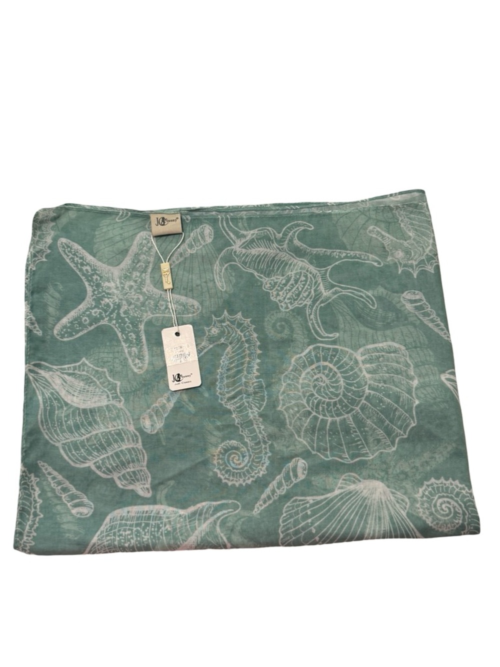 JC Sunny Seafoam Green Ocean Print Lightweight Scarf Wrap Shawl